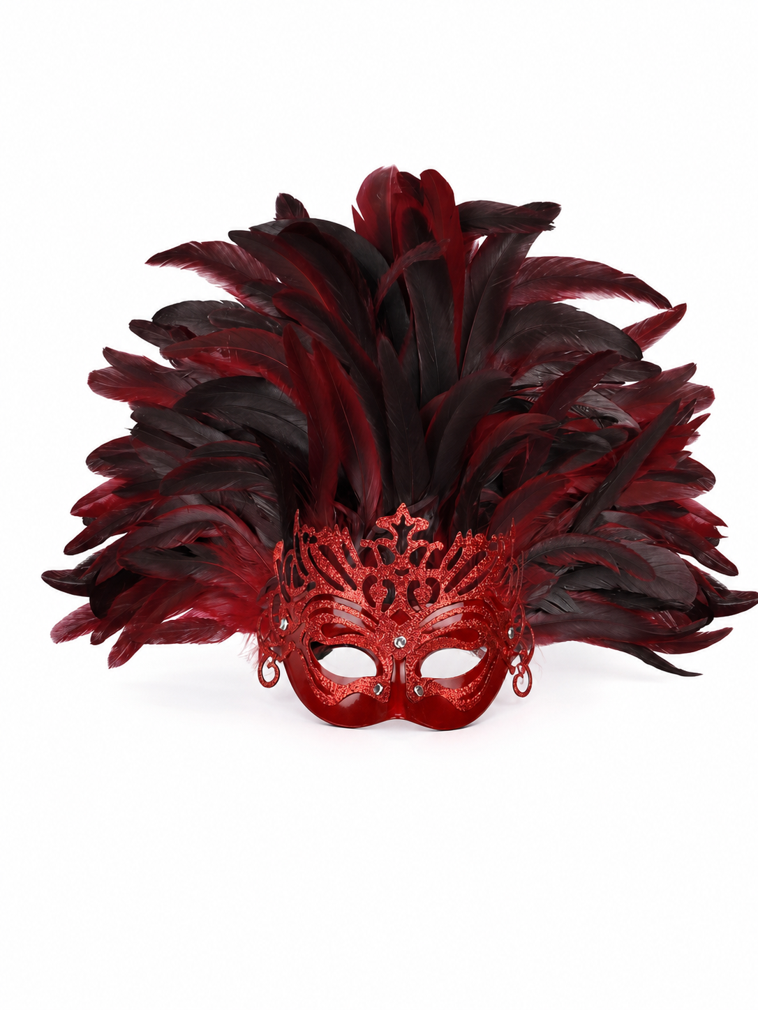 Carnival headpiece with feathers and mask