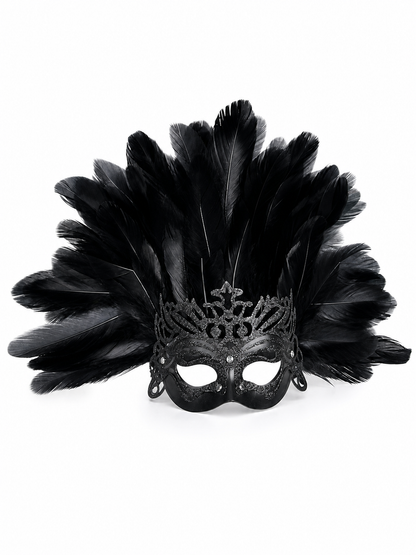 Carnival Feather Headpiece with Mask