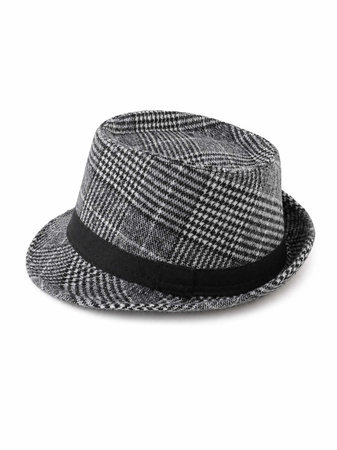 Carnival Hat in Gray and Black Plaid