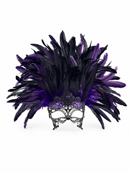 Carnival Headpiece with Feathers and Mask