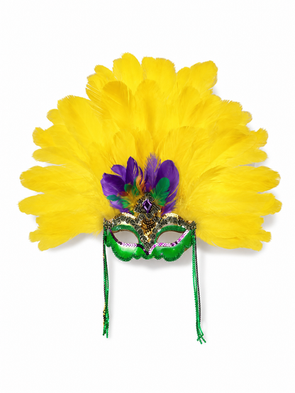 Carnival feather headdress with mask