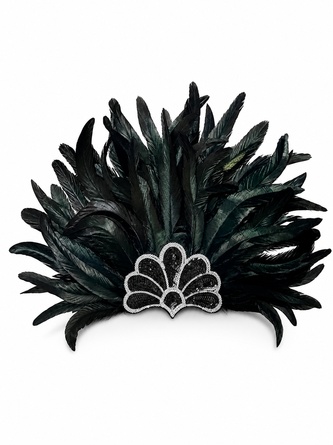 Black Feather and Sequin Headpiece