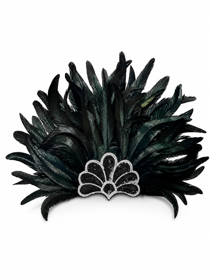 Black Feather and Sequin Headpiece