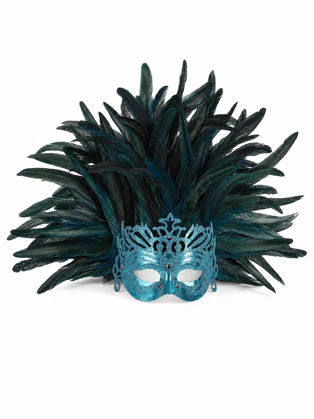Carnival feathered headpiece with mask