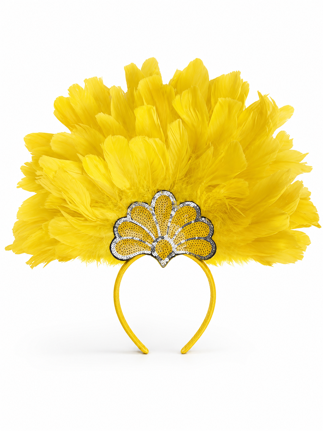 Yellow Carnival Headpiece with Gold Fan
