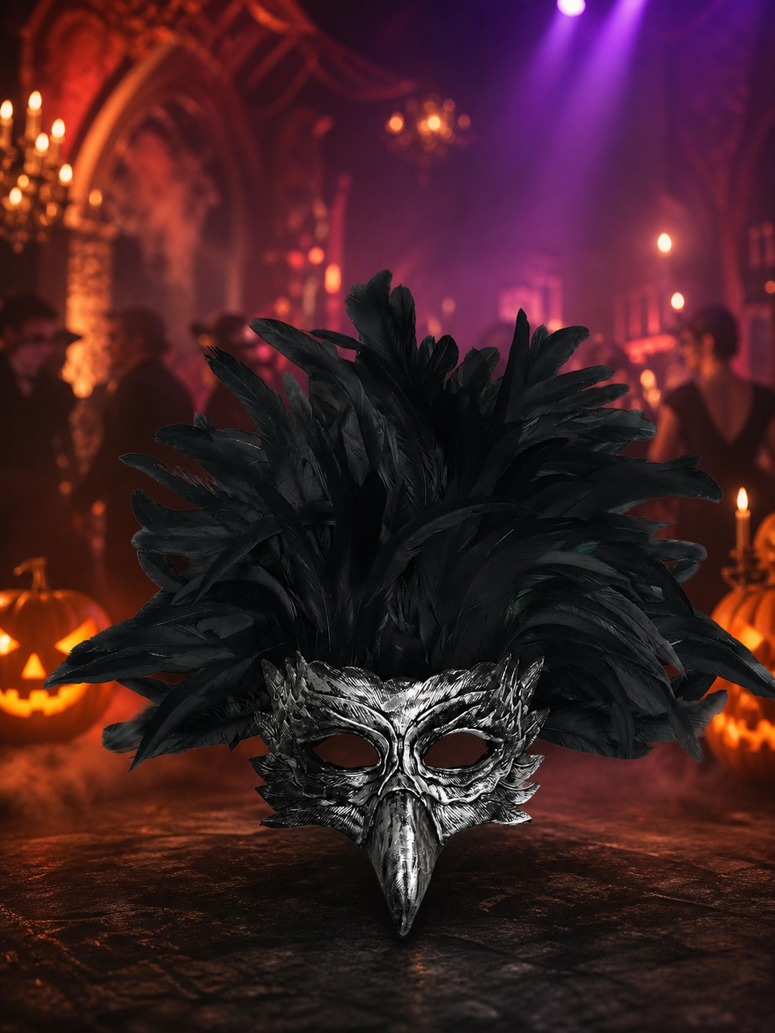 Carnival Eagle Mask with Black Feathers
