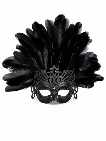 Carnival Feather Headpiece with Mask