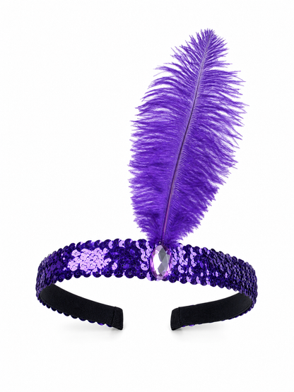 Feather and Sequin Headband for Carnival