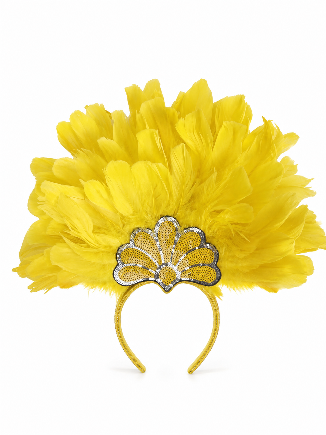 Yellow Carnival Headpiece with Gold Fan main product view 6
