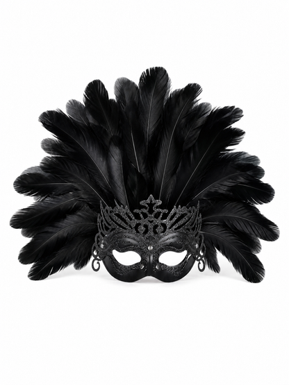 Carnival Feather Headpiece with Mask