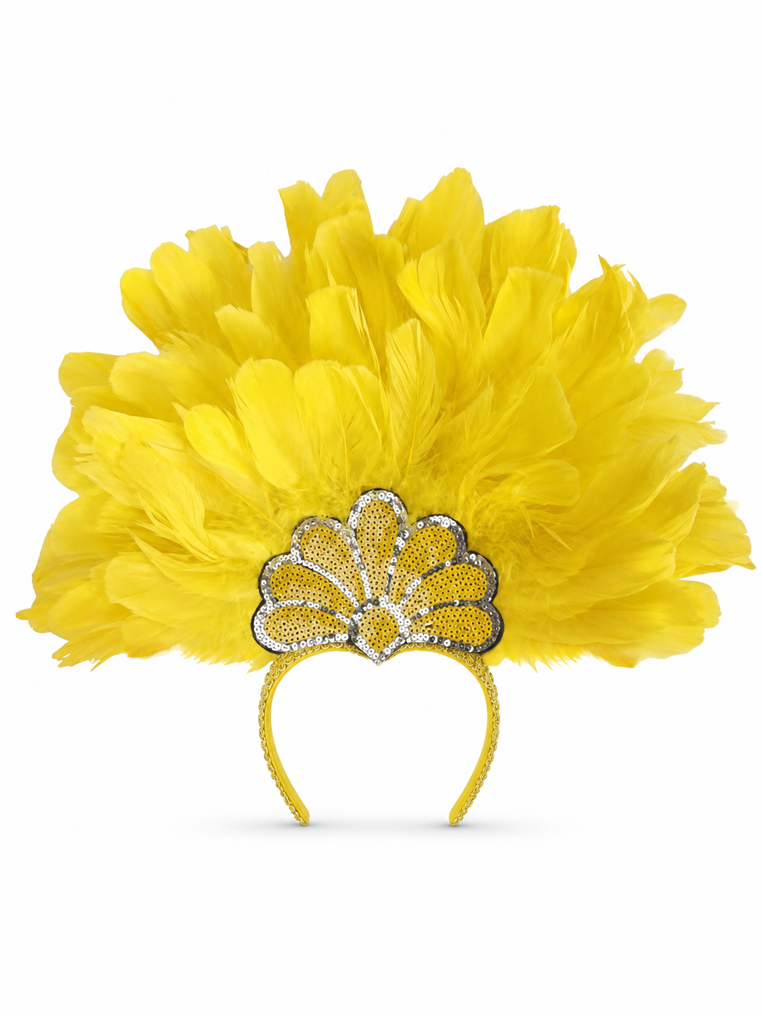 Yellow Carnival Headpiece with Gold Fan