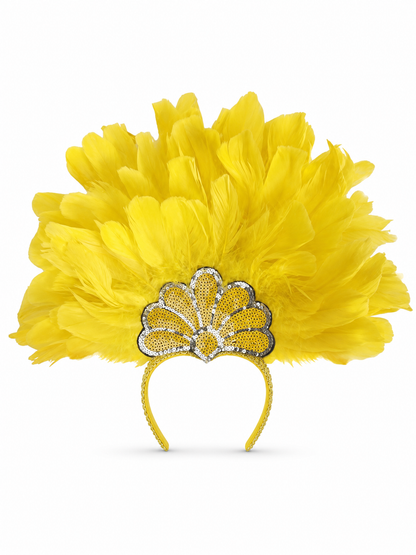 Yellow Carnival Headpiece with Gold Fan