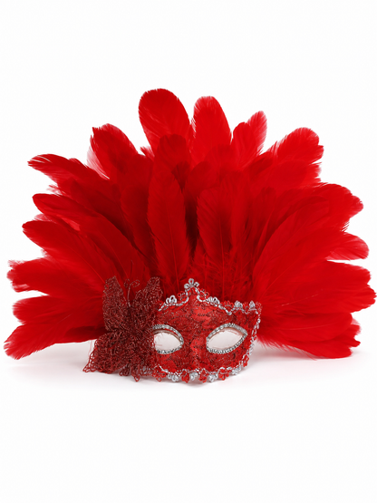 Carnival Headpiece with Red Feathers