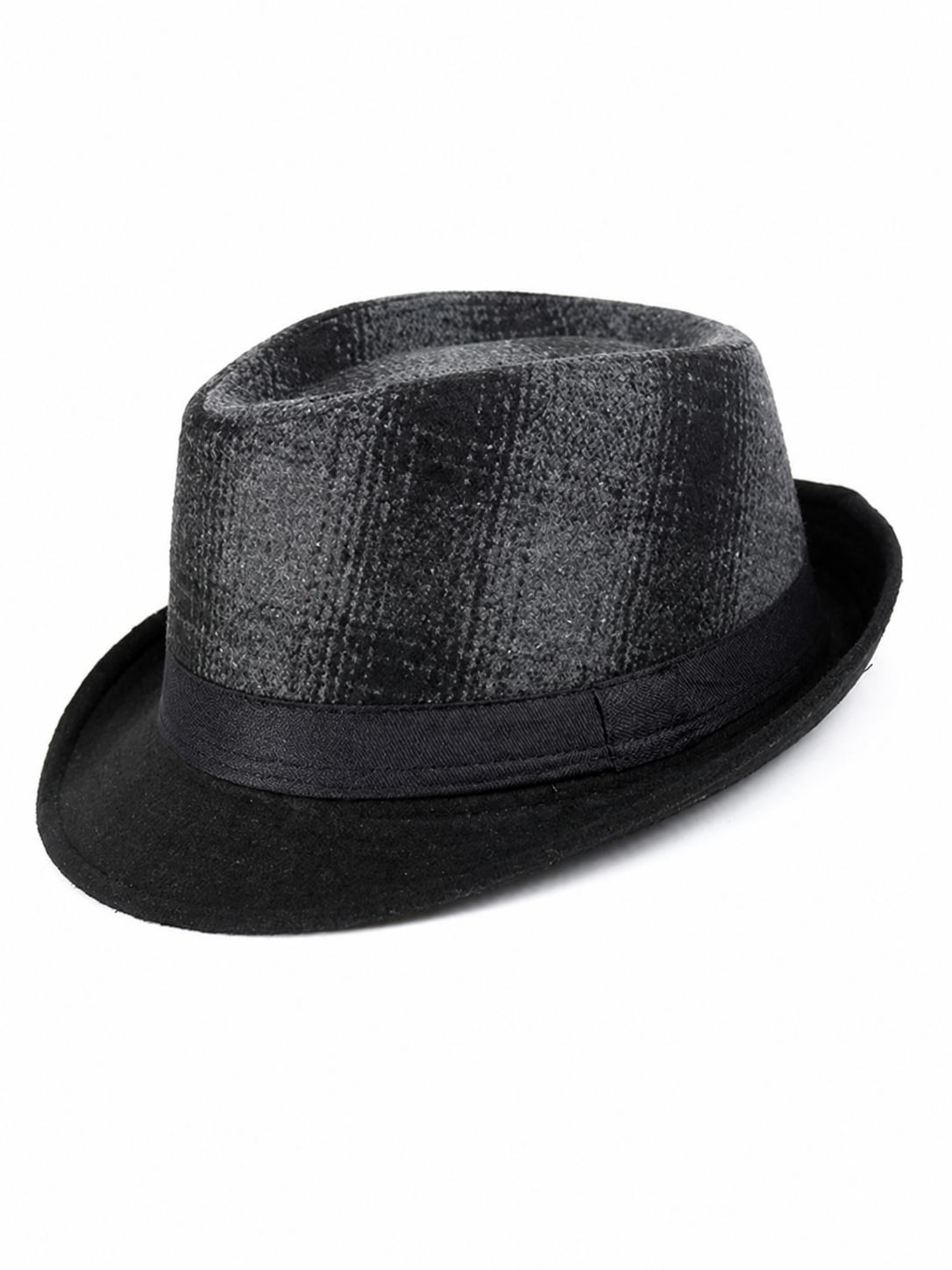 Men's Gray Plaid Carnival Fedora Hat