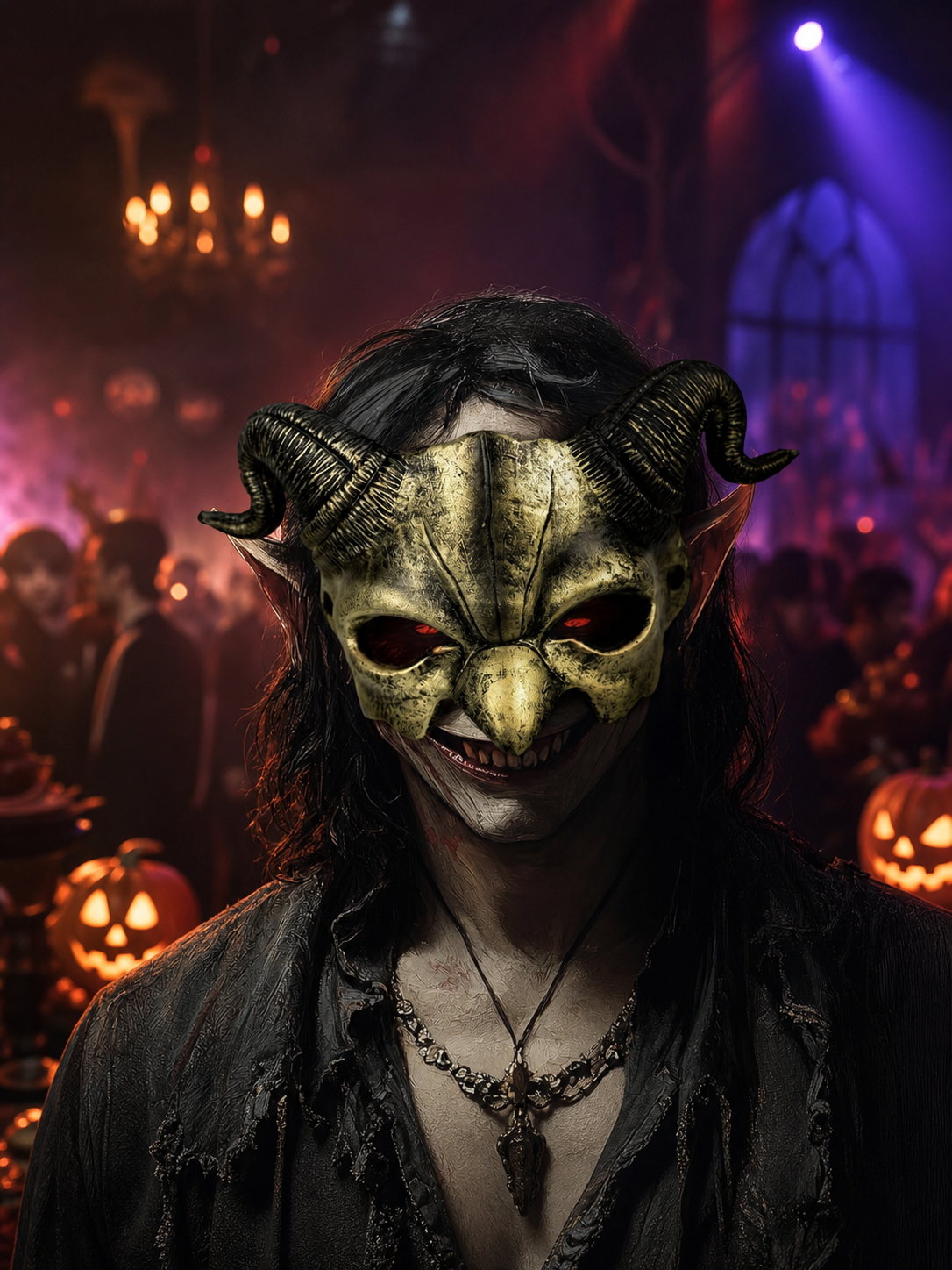Demonic half mask for Halloween and cosplay