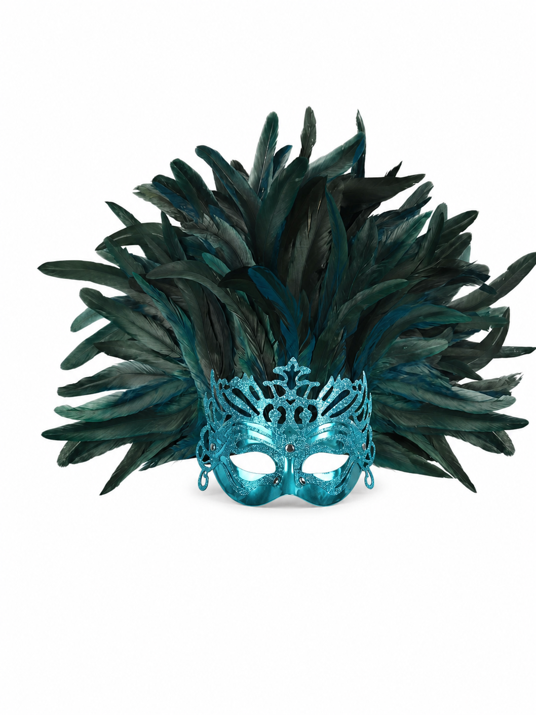 Carnival feathered headpiece with mask