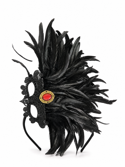 Carnival Headpiece with Black Feathers