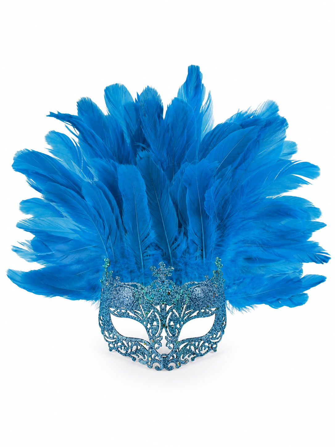 Carnival Eye Mask with Blue Feathers