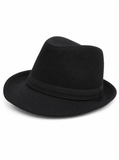 Black Carnival Fedora Hat with Wide Brim