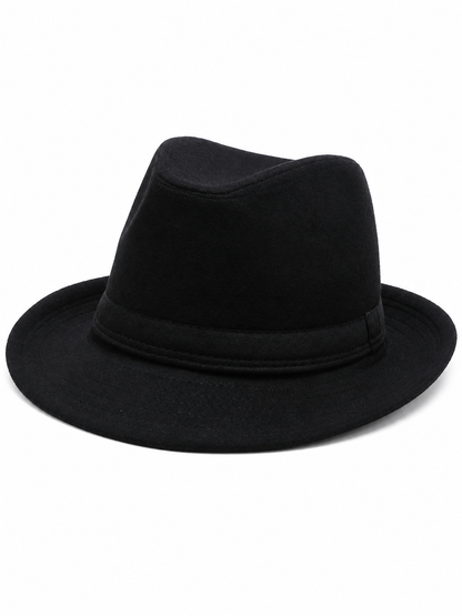 Black Carnival Fedora Hat with Wide Brim