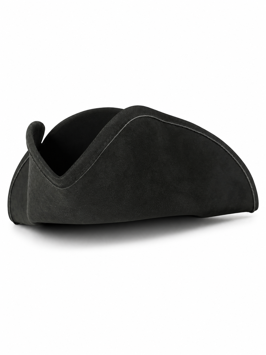 Black Pirate Hat, Large Three-Cornered Tricorn Costume Hat with Wide Brim and Structured Crown for Cosplay, Stage Performances and Pirate-Themed Parties