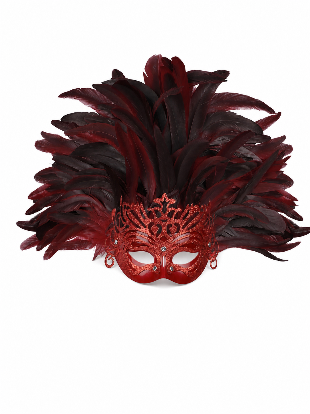 Carnival headpiece with feathers and mask