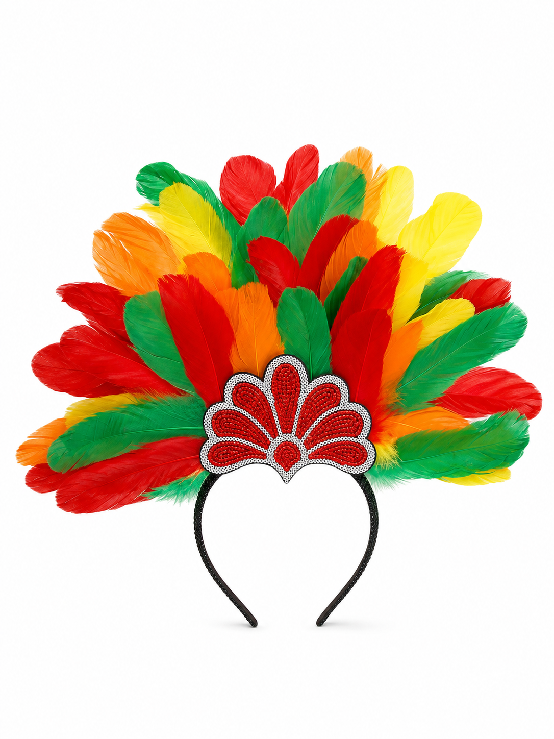 Carnival Headpiece with Multicolored Feathers