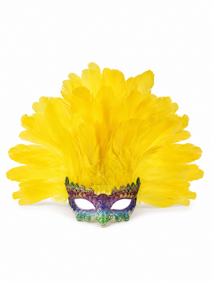 Carnival headpiece with yellow feathers