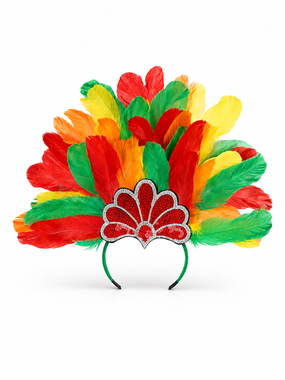 Multicolored Carnival Feather Headpiece