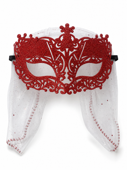 Red Glitter Masquerade Eye Mask