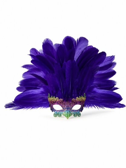 Carnival Headdress with Feathers and Mask