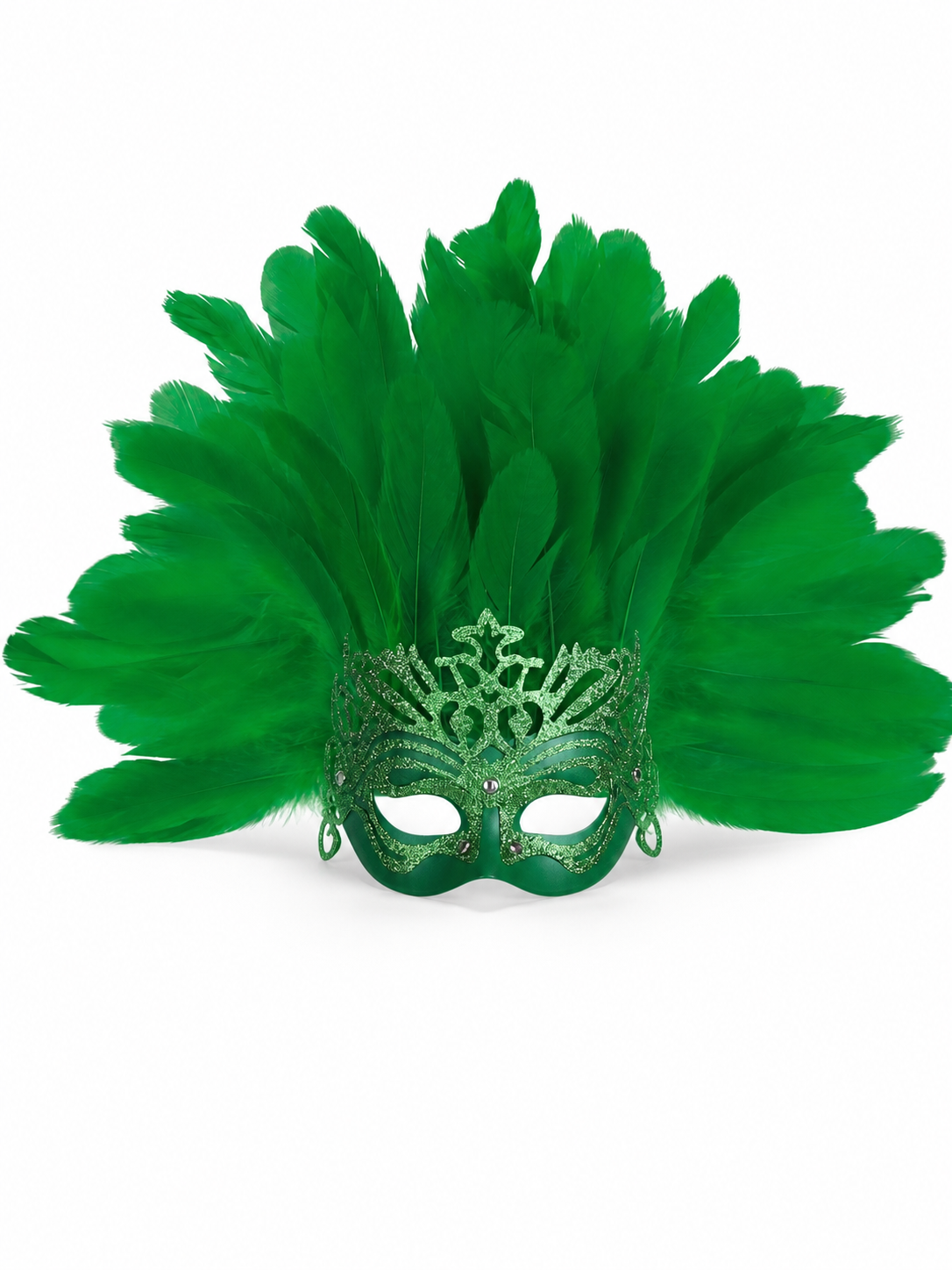 Feathered Headpiece with Mask for Masquerade