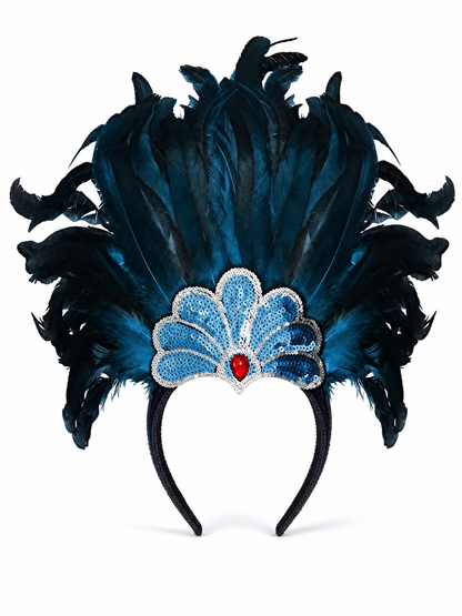 Carnival Feather and Bead Headpiece