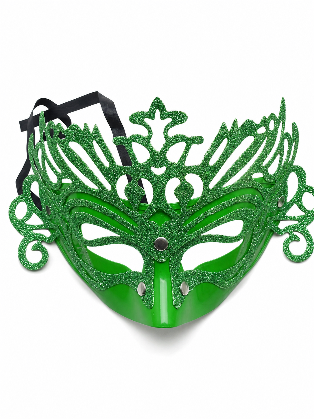 Green Glitter Carnival Headdress Mask
