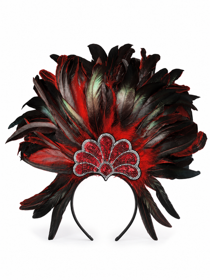Red Feather Carnival Headpiece