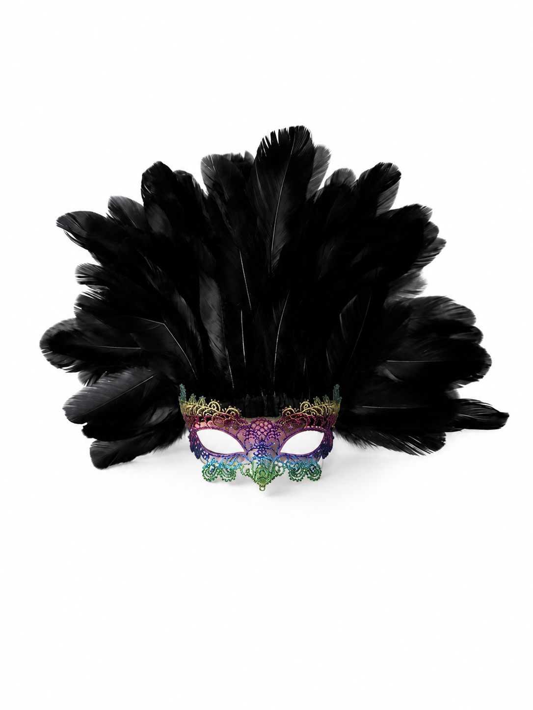 Carnival Feather Headpiece with Mask