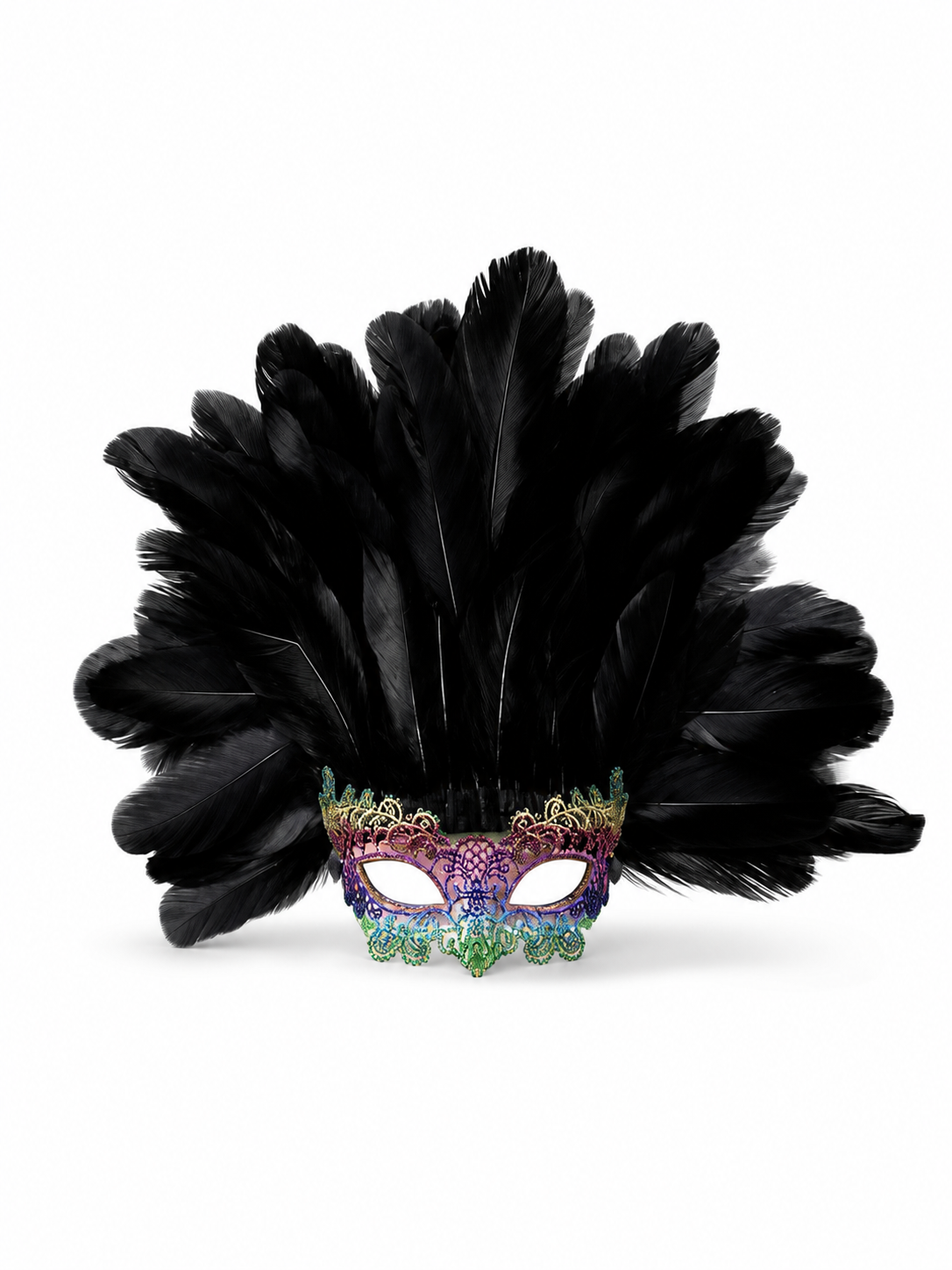 Carnival Feather Headpiece with Mask