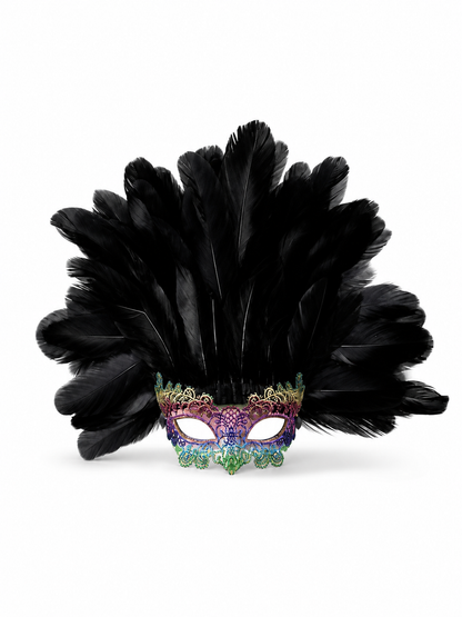 Carnival Feather Headpiece with Mask