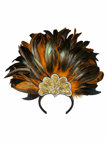 Feathered Headpiece with Gold Sequins