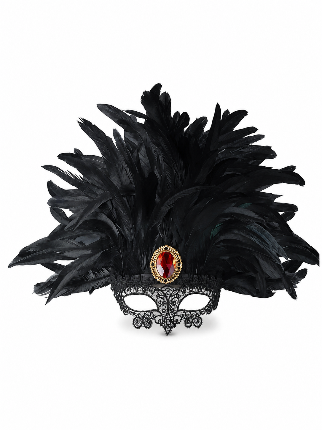 Carnival headpiece with black feathers