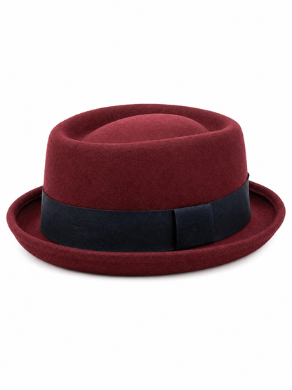 Burgundy Fedora Hat with Dark Band