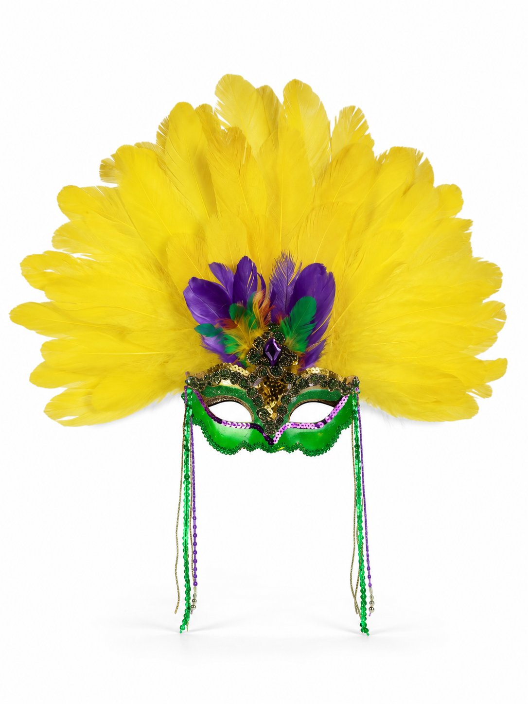 Carnival feather headdress with mask