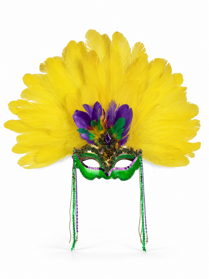 Carnival feather headdress with mask