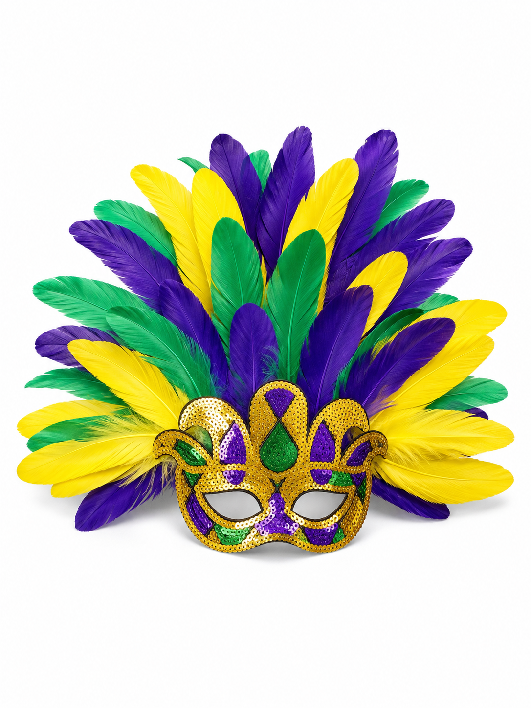Carnival Headpiece with Feathers and Mask