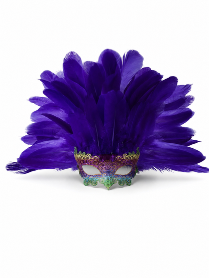 Carnival Headdress with Feathers and Mask