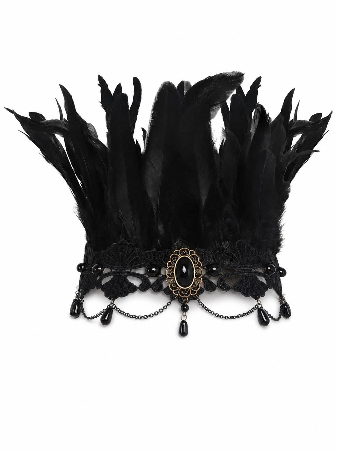 Carnival Feather and Lace Headpiece