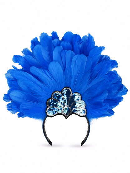 Carnival Headpiece with Blue Feathers