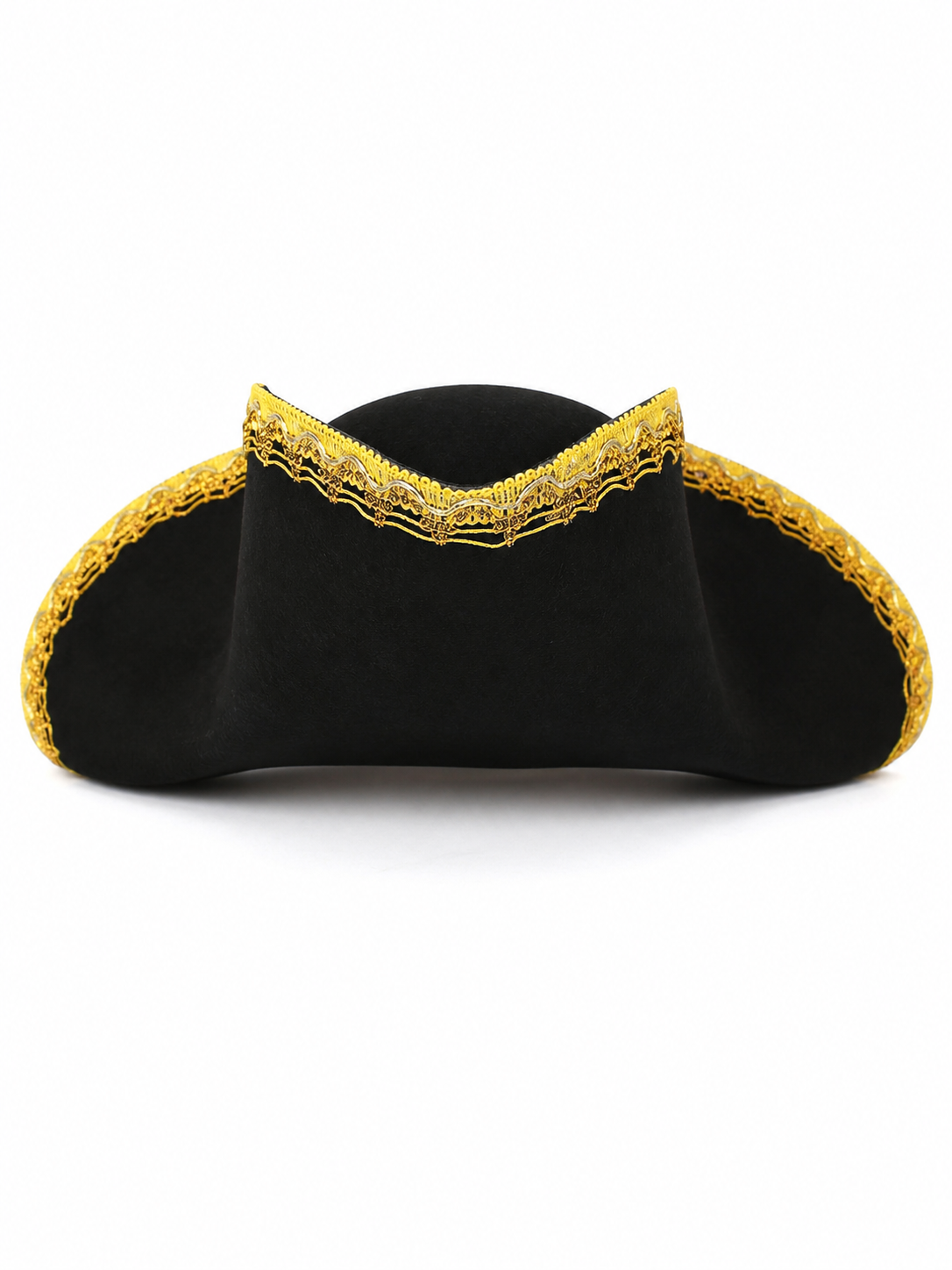 1pc Children's Pirate Hat, Black Wide Brim Pirate Costume Hat with Gold Decorative Trim, Tall Crown for Dress-Up Play and Costume Parties