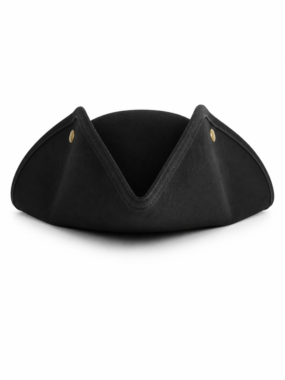 Classic Pirate Hat for Kids, Wide Tricorn Pirate Captain Hat with Raised Pointed Sides and Gold-Colored Accents for Halloween Costume, Dress-Up Play and Themed Parties