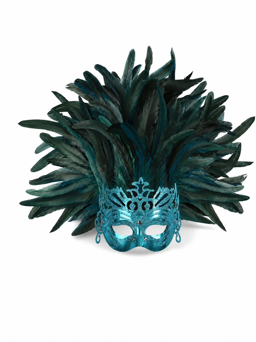 Carnival feathered headpiece with mask